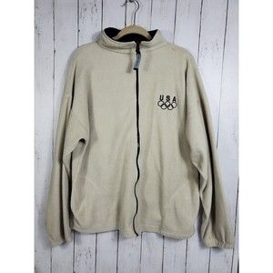 Team USA Fleece Jacket Size 2XL Mens Women Olympics Beige Full Zip Coat